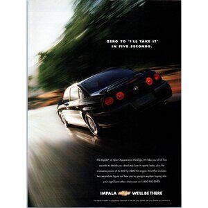 2003 Chevy Impala LS Sports Sedan Vintage Print Ad Taillights Highway Wall Art